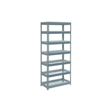 Global Equipment Extra Heavy Duty Shelving 36"W x 24"D x 96"H With 7 Shelves, Wire Deck, Gry 717473
